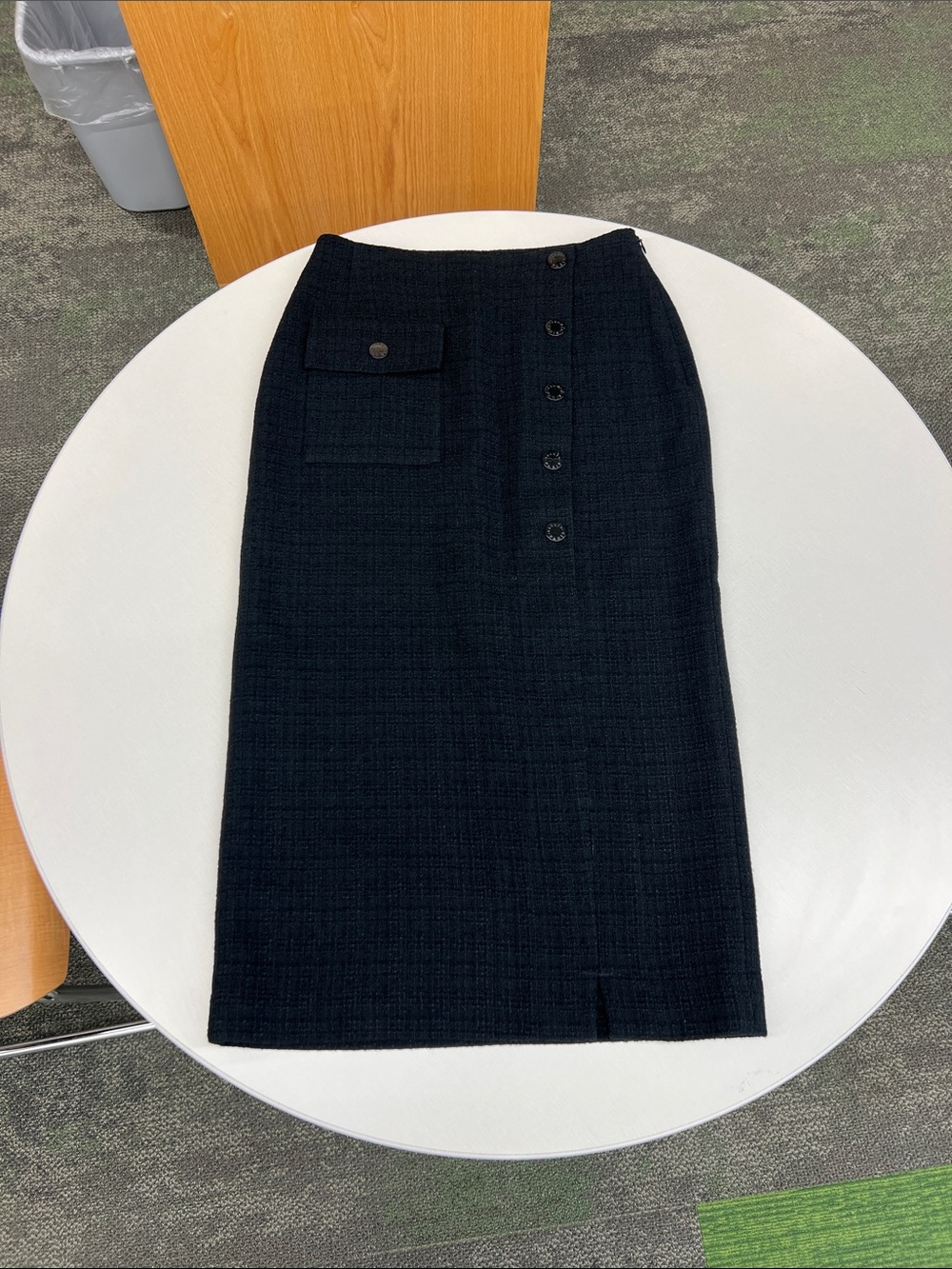 SANDRO Paris tweed midi mid length pencil black skirt size 36 small 4 classy